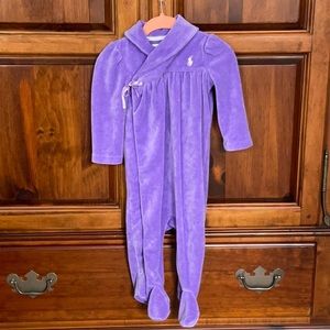 Ralph Lauren Purple Plush Footed Onesie Size 9 Month